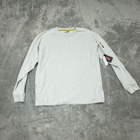 Bass Outdoor Glacier Gray Henley Performance Shirt M NWT 6222 - Picture 1 of 8